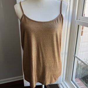 BOUTIQUE ESSENTIALS Camisole Top Womens XL Golden Metallic Holiday Party